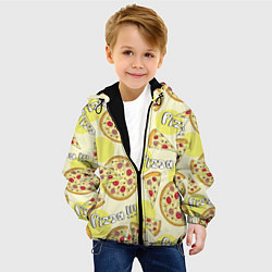 Куртка с капюшоном детская Узор - Пицца на желтом, цвет: 3D-черный — фото 2