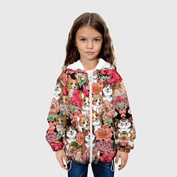 Куртка с капюшоном детская Корги & Цветы, цвет: 3D-белый — фото 2