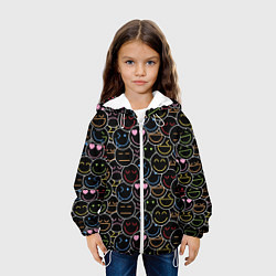 Куртка с капюшоном детская SLAVA MARLOW - Неоновые смайлы, цвет: 3D-белый — фото 2