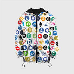 Куртка с капюшоном детская BITCOIN PATTERN БИТКОИН Z, цвет: 3D-черный