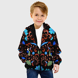 Куртка с капюшоном детская РОСПИСЬ ЦВЕТАМИ, цвет: 3D-черный — фото 2