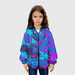 Куртка с капюшоном детская Неоновые краски, цвет: 3D-черный — фото 2