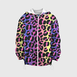 Куртка с капюшоном детская Neon Leopard Pattern, цвет: 3D-белый