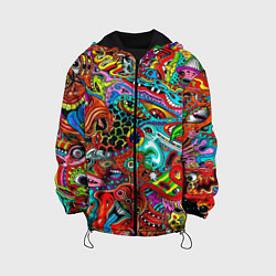 Куртка с капюшоном детская Яркая абстракция bright abstraction, цвет: 3D-черный