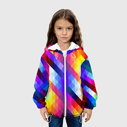 Куртка с капюшоном детская Пиксельная радуга, цвет: 3D-белый — фото 2