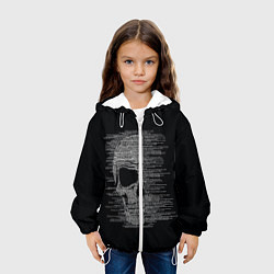 Куртка с капюшоном детская Череп из текста, цвет: 3D-белый — фото 2