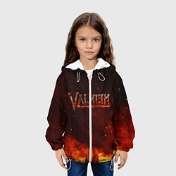 Куртка с капюшоном детская Valheim огненный лого, цвет: 3D-белый — фото 2