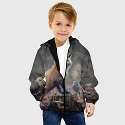 Куртка с капюшоном детская Лисица и птичка, цвет: 3D-черный — фото 2