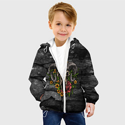 Куртка с капюшоном детская Череп барана в цветах, цвет: 3D-белый — фото 2