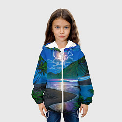Куртка с капюшоном детская Гавайский пейзаж, цвет: 3D-белый — фото 2