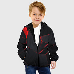 Куртка с капюшоном детская Красные плиты 3D, цвет: 3D-черный — фото 2