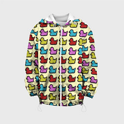 Куртка с капюшоном детская Утиный фон Утки Ducks, цвет: 3D-белый