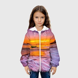 Куртка с капюшоном детская Закат на пляже, цвет: 3D-белый — фото 2