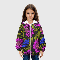 Куртка с капюшоном детская Цветочный Паттерн, цвет: 3D-белый — фото 2