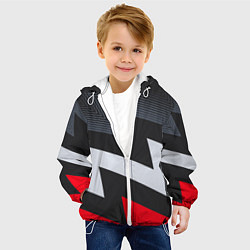 Куртка с капюшоном детская Черно-красные зигзаги, цвет: 3D-белый — фото 2