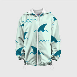 Куртка с капюшоном детская Плавники акул, цвет: 3D-белый