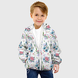 Куртка с капюшоном детская Весенние акварельные цветы, цвет: 3D-белый — фото 2