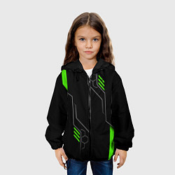 Куртка с капюшоном детская ФУТУРИСТИЧНАЯ БРОНЯ ЗЕЛЕНАЯ, цвет: 3D-черный — фото 2