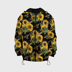 Куртка с капюшоном детская Fashion Sunflowers and bees, цвет: 3D-черный