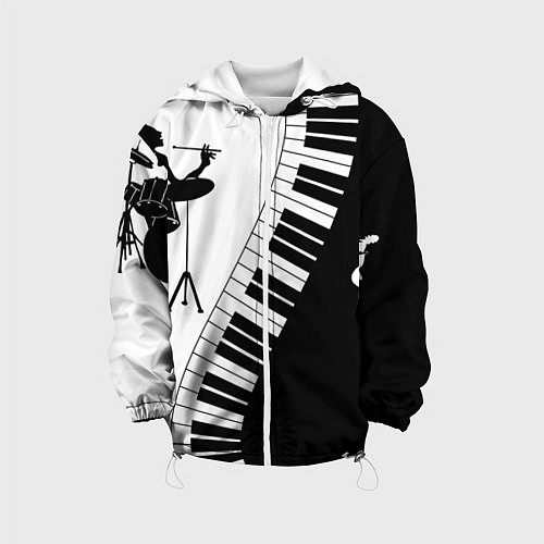 Детская куртка Черно Белое пианино / 3D-Белый – фото 1