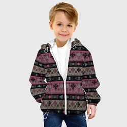 Куртка с капюшоном детская Этнический полосатый орнамент, цвет: 3D-белый — фото 2