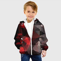 Куртка с капюшоном детская Серо-красная абстракция, цвет: 3D-белый — фото 2