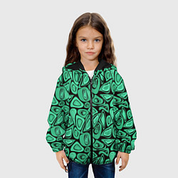 Куртка с капюшоном детская Зеленый абстрактный узор, цвет: 3D-черный — фото 2