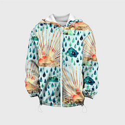 Куртка с капюшоном детская Осенний паттерн: Дождь и солнце, цвет: 3D-белый