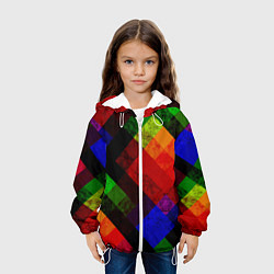 Куртка с капюшоном детская Яркий геометрический узор, цвет: 3D-белый — фото 2