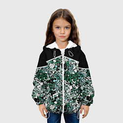 Куртка с капюшоном детская Черно-зеленые каракули, цвет: 3D-белый — фото 2