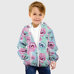 Куртка с капюшоном детская Акварельные фиалки, цвет: 3D-белый — фото 2