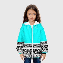 Куртка с капюшоном детская Цветочный бирюзовый узор, цвет: 3D-белый — фото 2