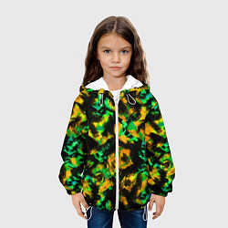 Куртка с капюшоном детская Абстрактный желто-зеленый узор, цвет: 3D-белый — фото 2