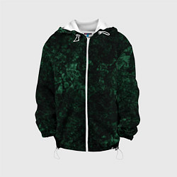 Куртка с капюшоном детская Темно-зеленый мраморный узор, цвет: 3D-белый
