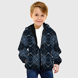 Куртка с капюшоном детская Темный синий абстрактный узор, цвет: 3D-черный — фото 2