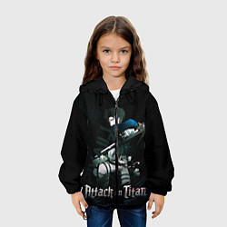 Куртка с капюшоном детская Леви Аккерман Атака на титанов, цвет: 3D-черный — фото 2