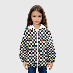 Куртка с капюшоном детская Яркая шахматная доска, цвет: 3D-белый — фото 2