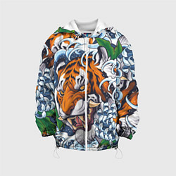 Куртка с капюшоном детская Тигр, цвет: 3D-белый