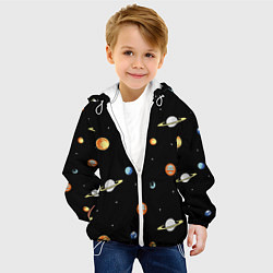 Куртка с капюшоном детская Планеты в космосе, цвет: 3D-белый — фото 2