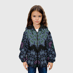 Куртка с капюшоном детская Перламутровый узор восточный, цвет: 3D-черный — фото 2