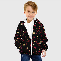 Куртка с капюшоном детская Блестящие звезды на черном, цвет: 3D-белый — фото 2