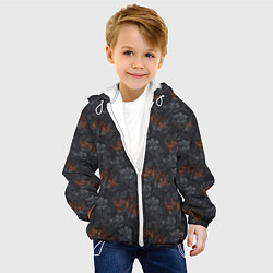 Куртка с капюшоном детская Серо-коричневый цветочный узор, цвет: 3D-белый — фото 2