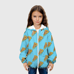 Куртка с капюшоном детская Пицца паттерн на голубом, цвет: 3D-белый — фото 2