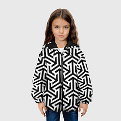 Куртка с капюшоном детская Геометрия Фигур черно - белая, цвет: 3D-черный — фото 2