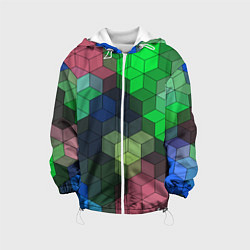 Куртка с капюшоном детская Разноцветный геометрический уз, цвет: 3D-белый