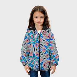 Куртка с капюшоном детская Серо-синий абстрактный узор, цвет: 3D-черный — фото 2