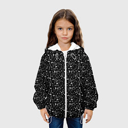 Куртка с капюшоном детская Черно-белый спортивный узор, цвет: 3D-белый — фото 2