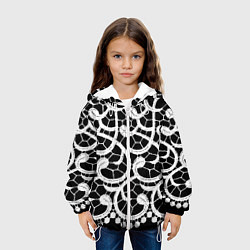 Куртка с капюшоном детская Черно-белое кружево, цвет: 3D-белый — фото 2