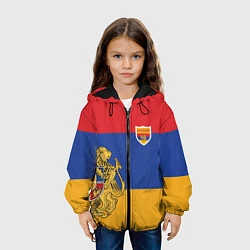 Куртка с капюшоном детская Armenia coat of arms and flag, цвет: 3D-черный — фото 2