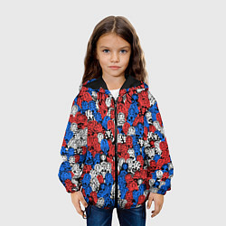 Куртка с капюшоном детская Бело-сине-красные матрёшки, цвет: 3D-черный — фото 2